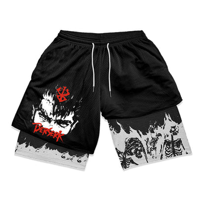 Anime Berserk 2 in 1 Gym Shorts