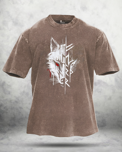 WOLF RED EYE WASHED T-SHIRT