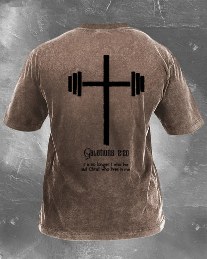 CHRIST WHO LIVES IN ME WASHED T - SHIRT - Gymfit