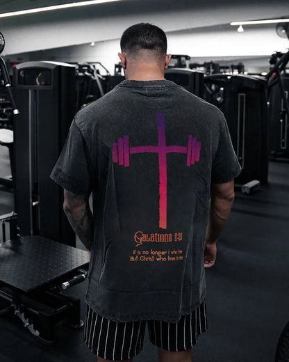 CHRIST WHO LIVES IN ME WASHED T - SHIRT - Gymfit