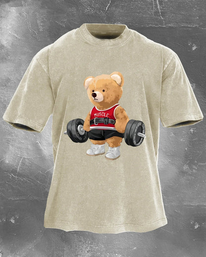 CUTE BEAR LIFTING MEN'S WASHED T - SHIRT - Gymfit