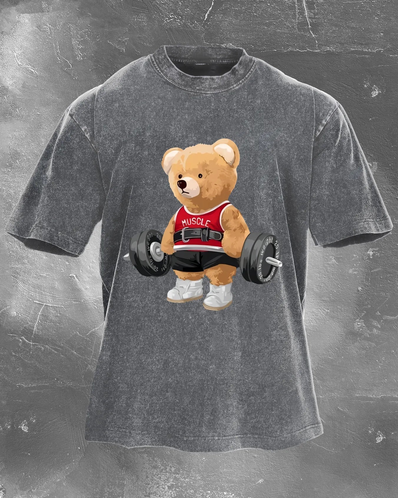 CUTE BEAR LIFTING MEN'S WASHED T - SHIRT - Gymfit