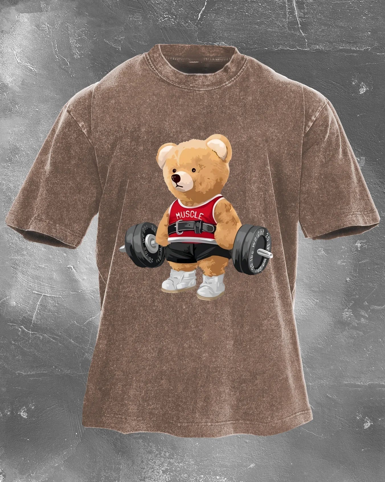 CUTE BEAR LIFTING MEN'S WASHED T - SHIRT - Gymfit