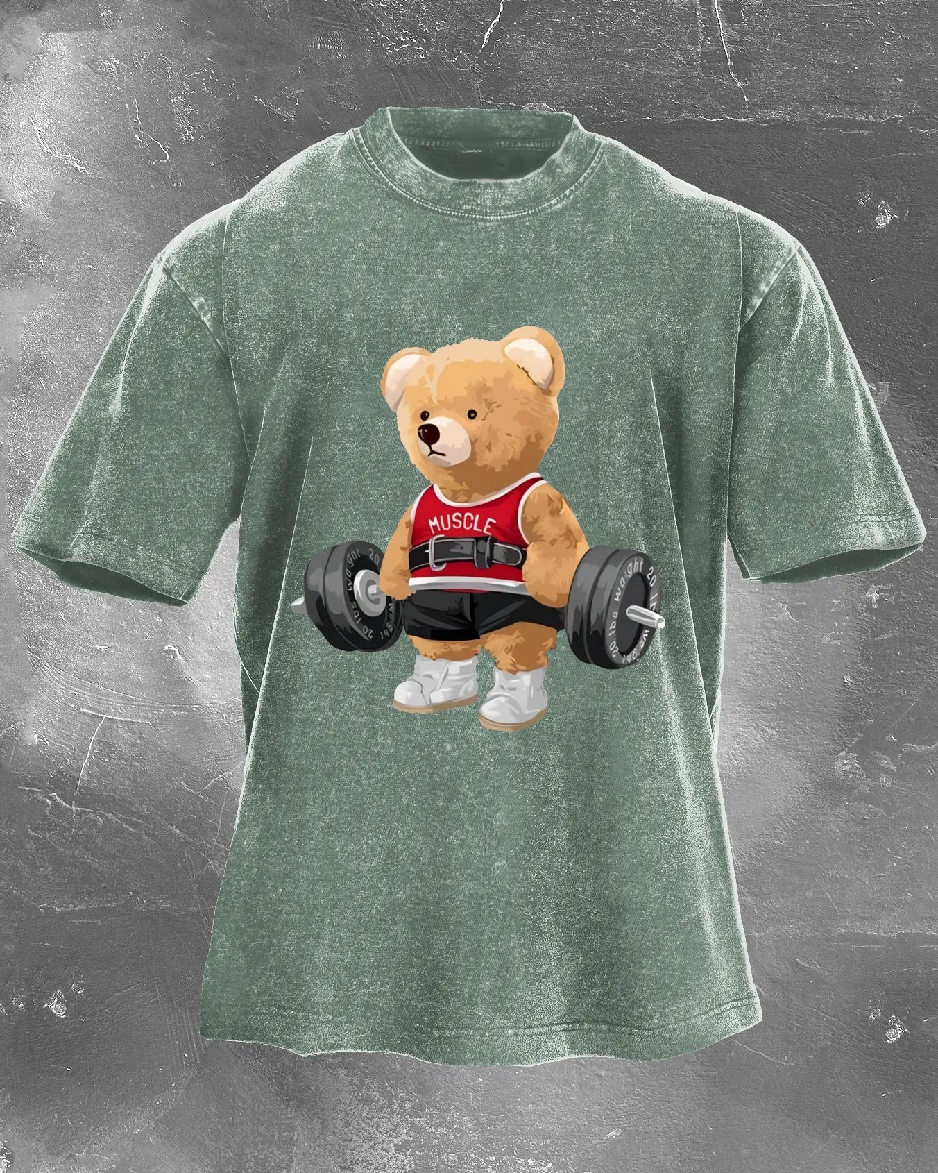 CUTE BEAR LIFTING MEN'S WASHED T - SHIRT - Gymfit