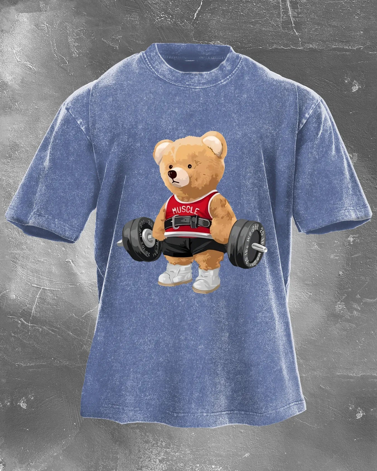 CUTE BEAR LIFTING MEN'S WASHED T - SHIRT - Gymfit