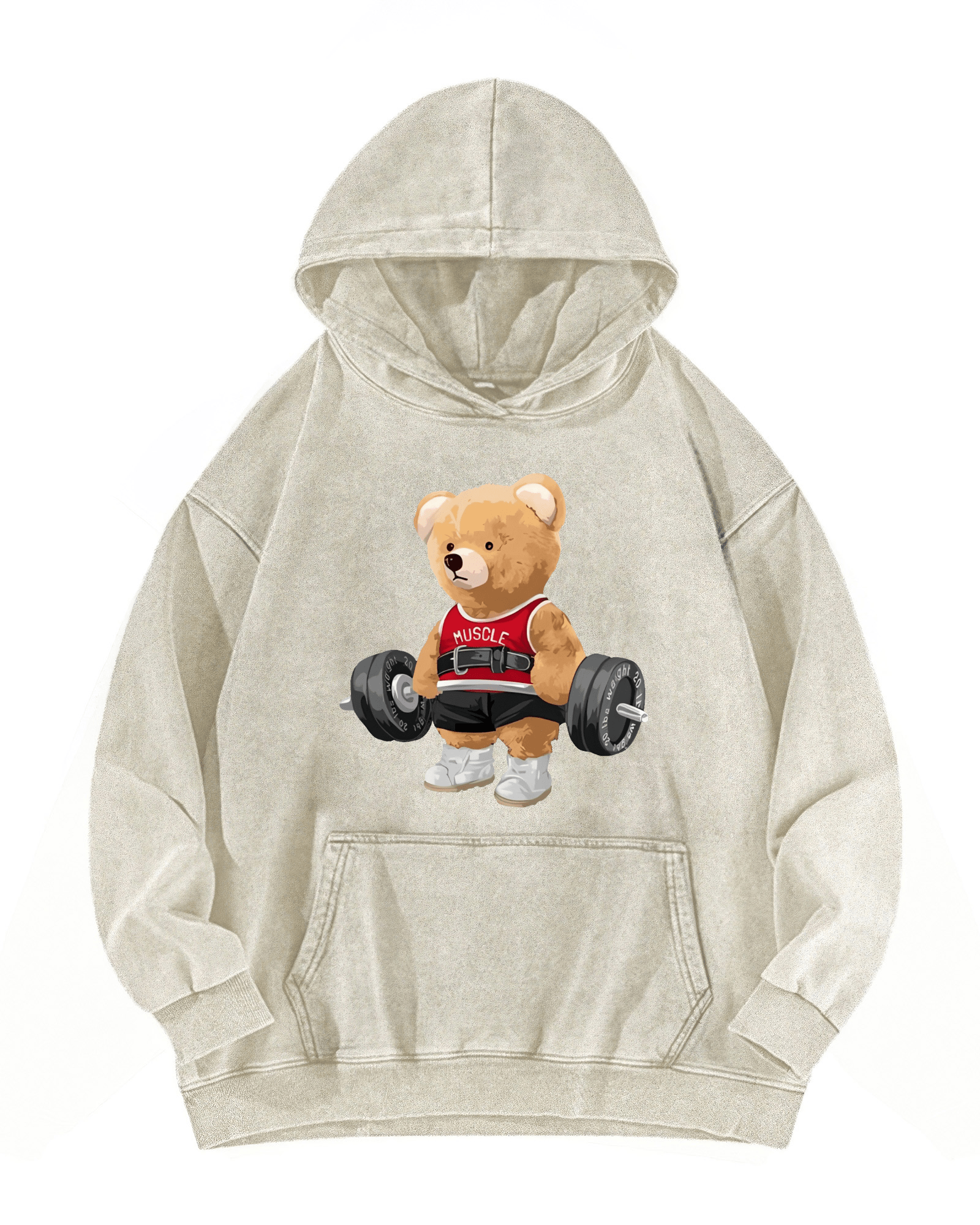 CUTE BEAR WASHED HOODIE - Gymfit