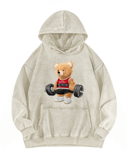 CUTE BEAR WASHED HOODIE - Gymfit