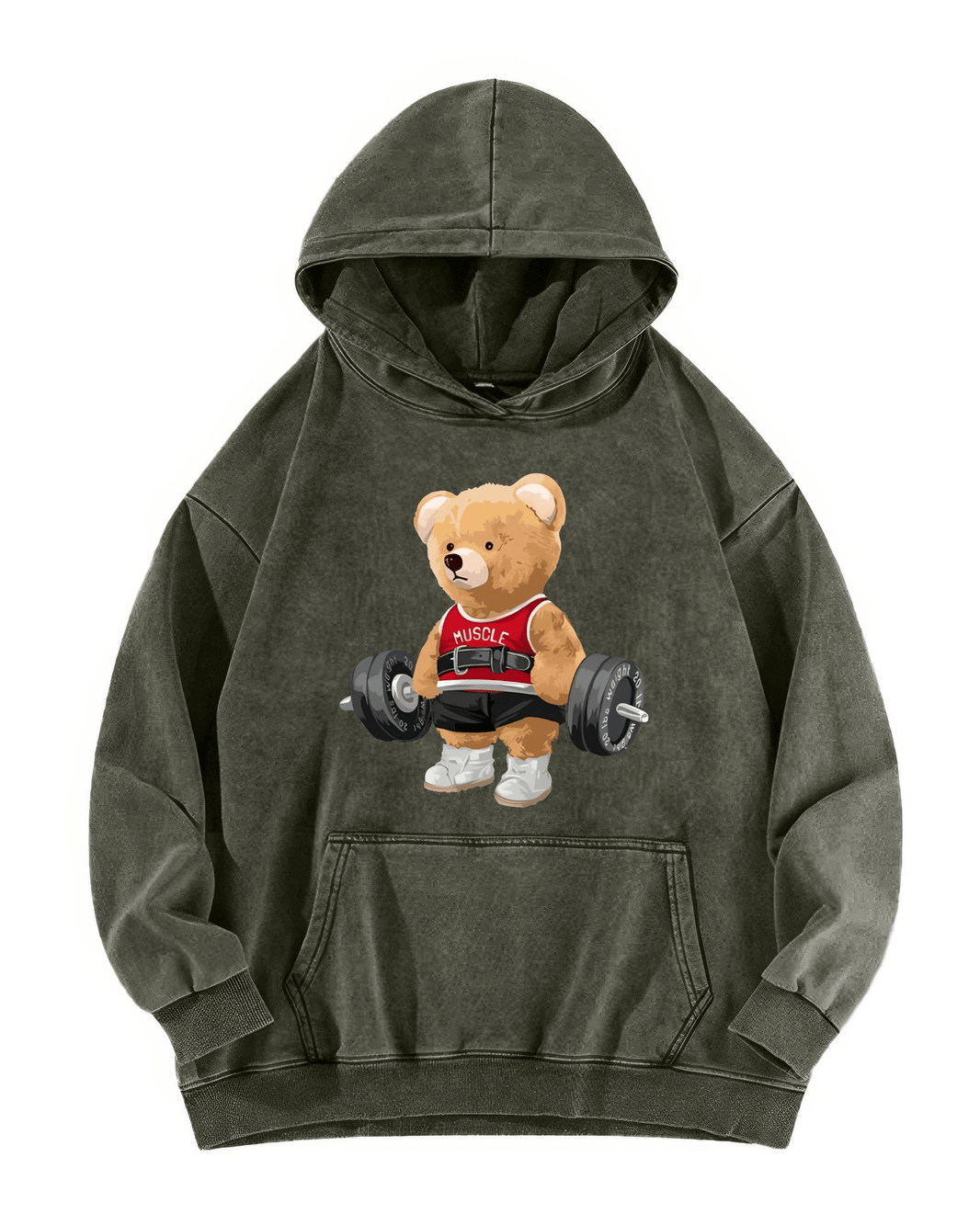 CUTE BEAR WASHED HOODIE - Gymfit