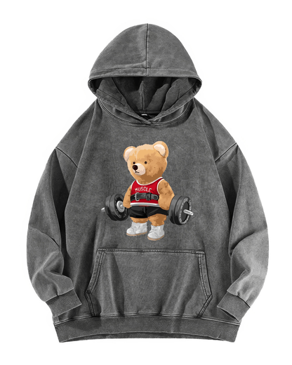 CUTE BEAR WASHED HOODIE - Gymfit