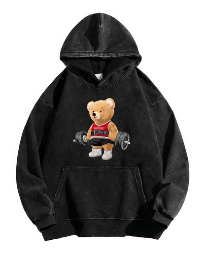 CUTE BEAR WASHED HOODIE - Gymfit