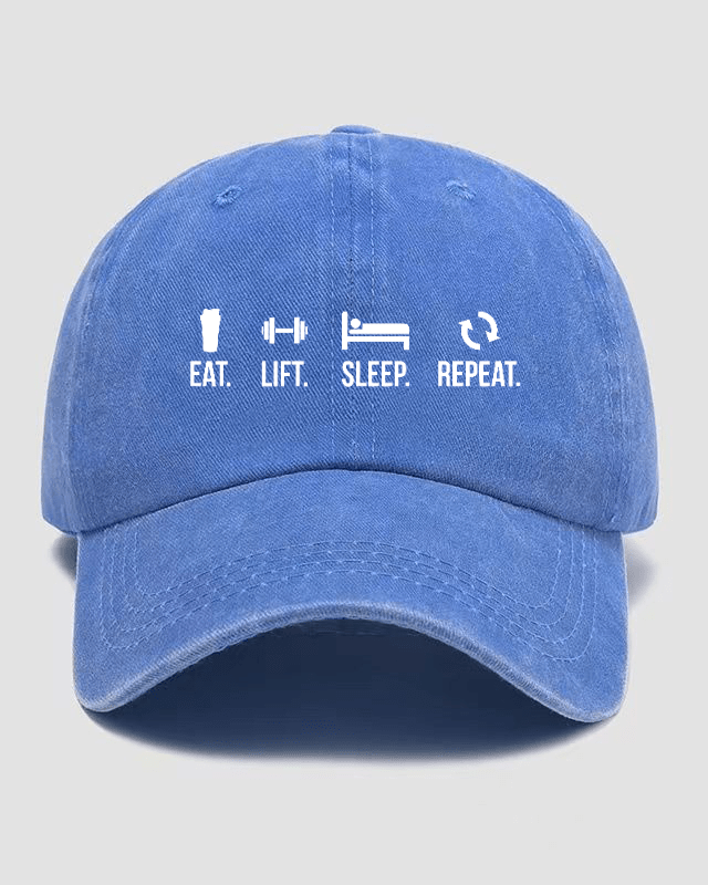 EAT LIFT SLEEP REPEAT Washed Keps - Gymfit