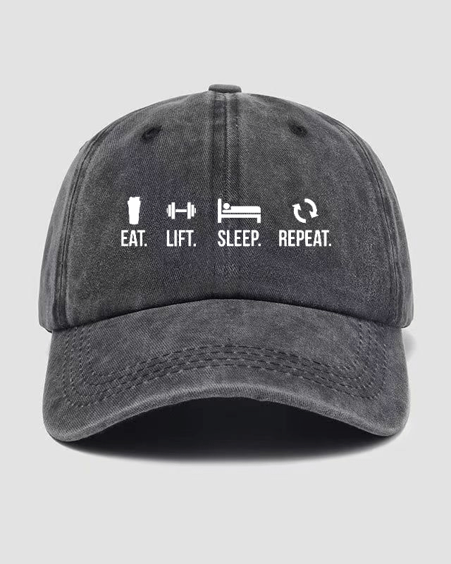 EAT LIFT SLEEP REPEAT Washed Keps - Gymfit