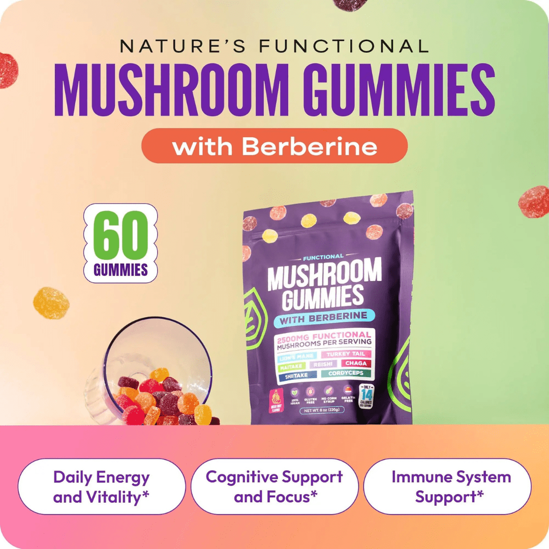 Focus & Calm Mushroom Gummies – 2500mg med Lion’s Mane & Ashwagandha (80 st) - Gymfit