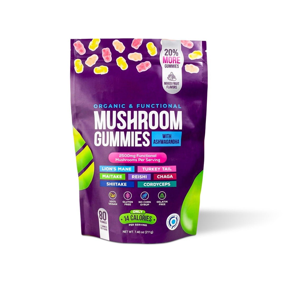 Focus & Calm Mushroom Gummies – 2500mg med Lion’s Mane & Ashwagandha (80 st) - Gymfit