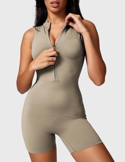 Gymfit Belle Sleeveless Zipper Jumpsuit - Gymfit