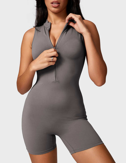 Gymfit Belle Sleeveless Zipper Jumpsuit - Gymfit