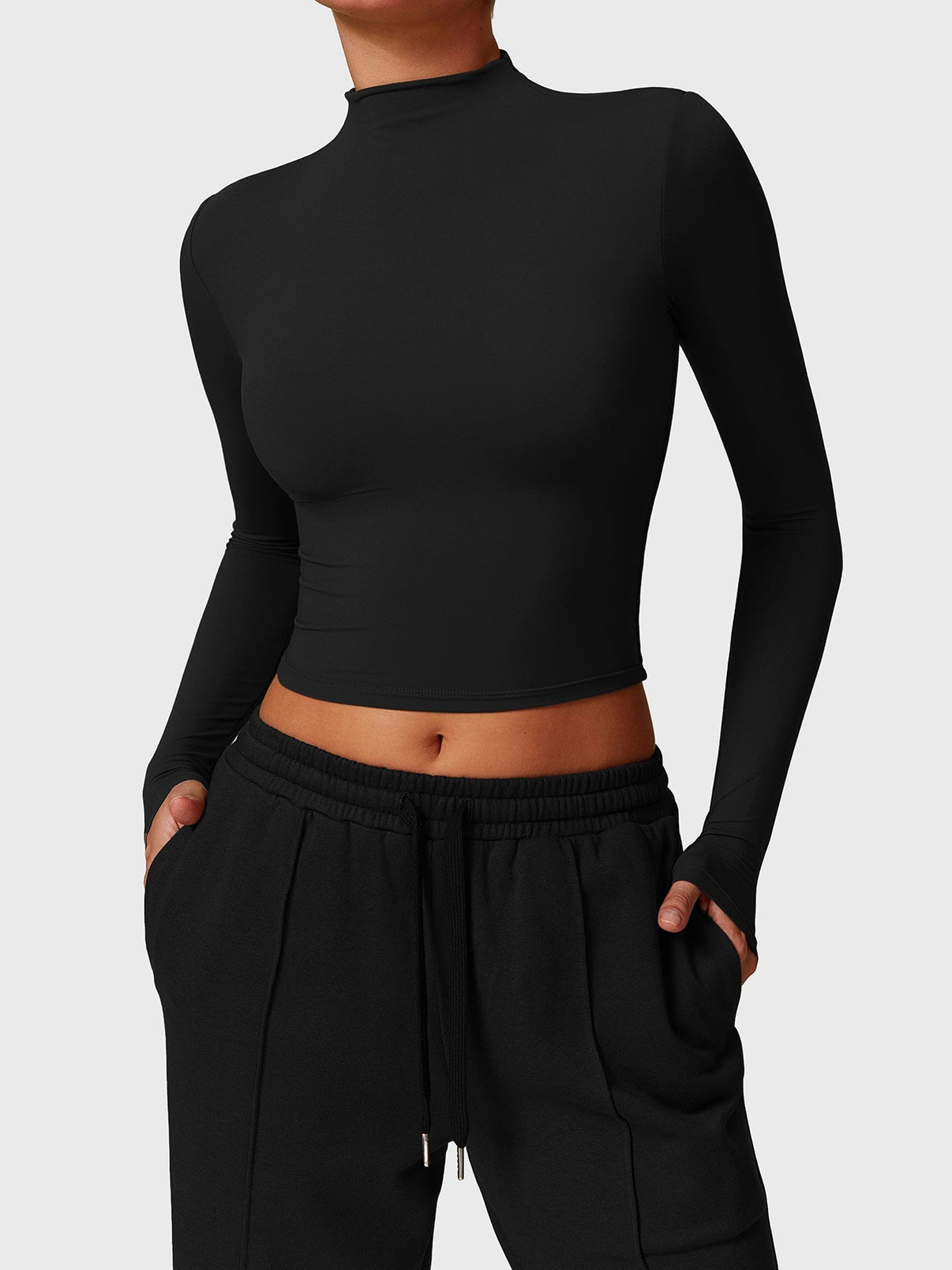 Gymfit Turtle Neck Long Sleeve Crop Top - Gymfit