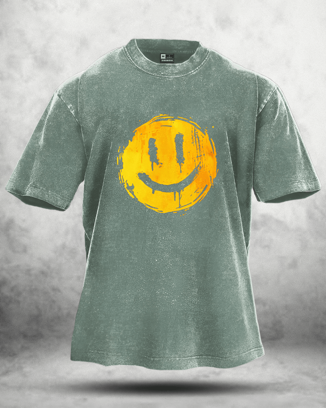 HAPPY SMILEY WASHED T - SHIRT - Gymfit