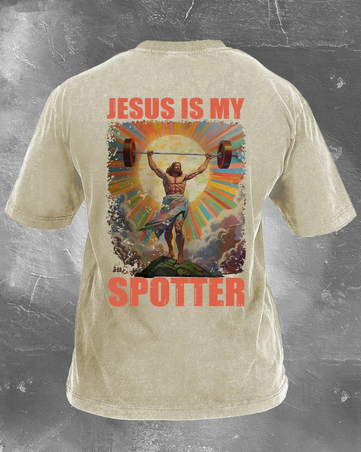 JESUS IS MY SPOTTER WASHED T - SHIRT - Gymfit