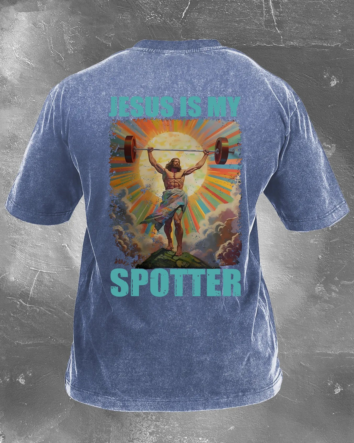 JESUS IS MY SPOTTER WASHED T - SHIRT - Gymfit