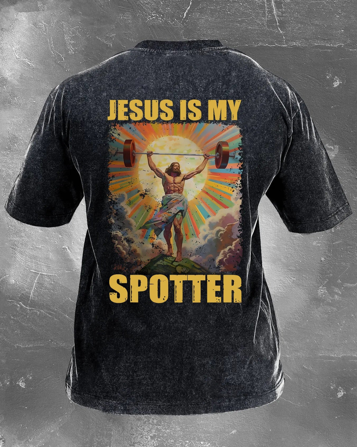 JESUS IS MY SPOTTER WASHED T - SHIRT - Gymfit