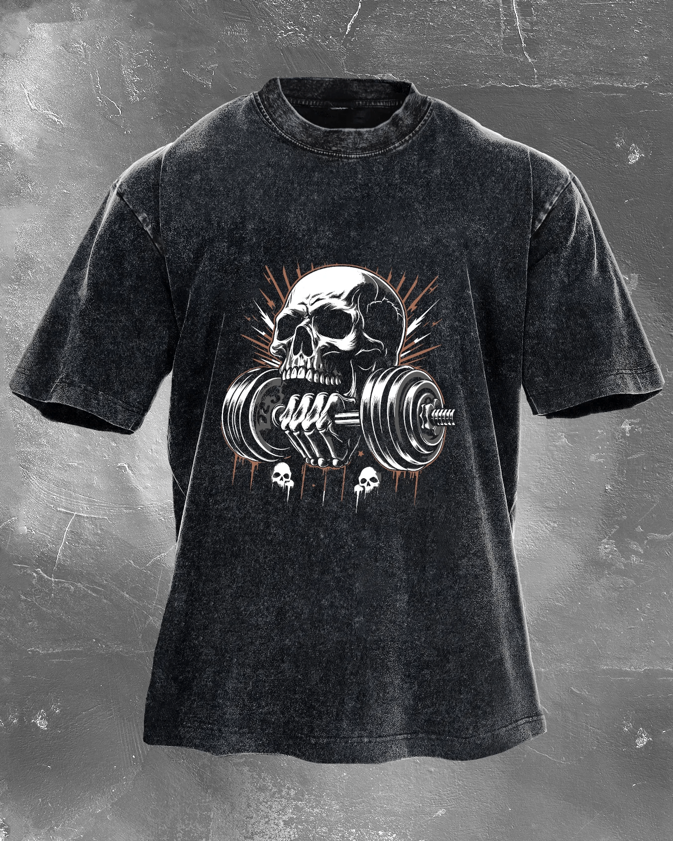 LIFTING SKULL WASHED T - SHIRT - Gymfit