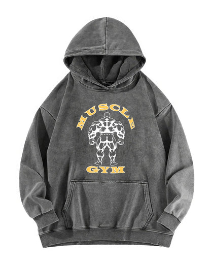 MUSCLE GYM WASHED HOODIE - Gymfit