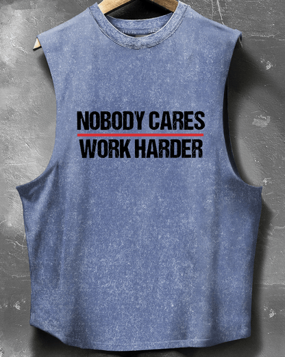 NOBODY CARES WORK HARDER SLEEVELESS TANK - Gymfit