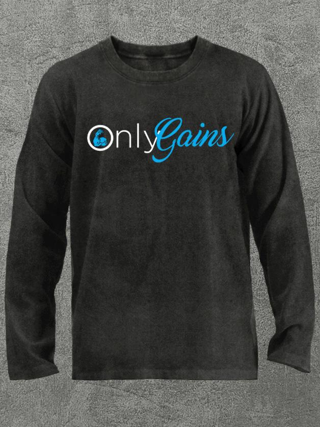 Only Gains Washed Gym Long Sleeve Shirt - Gymfit