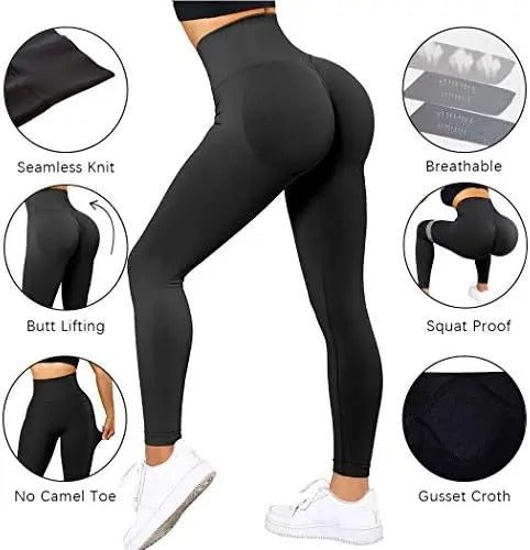 Seamless leggings – hög midja och lyftande design - Gymfit