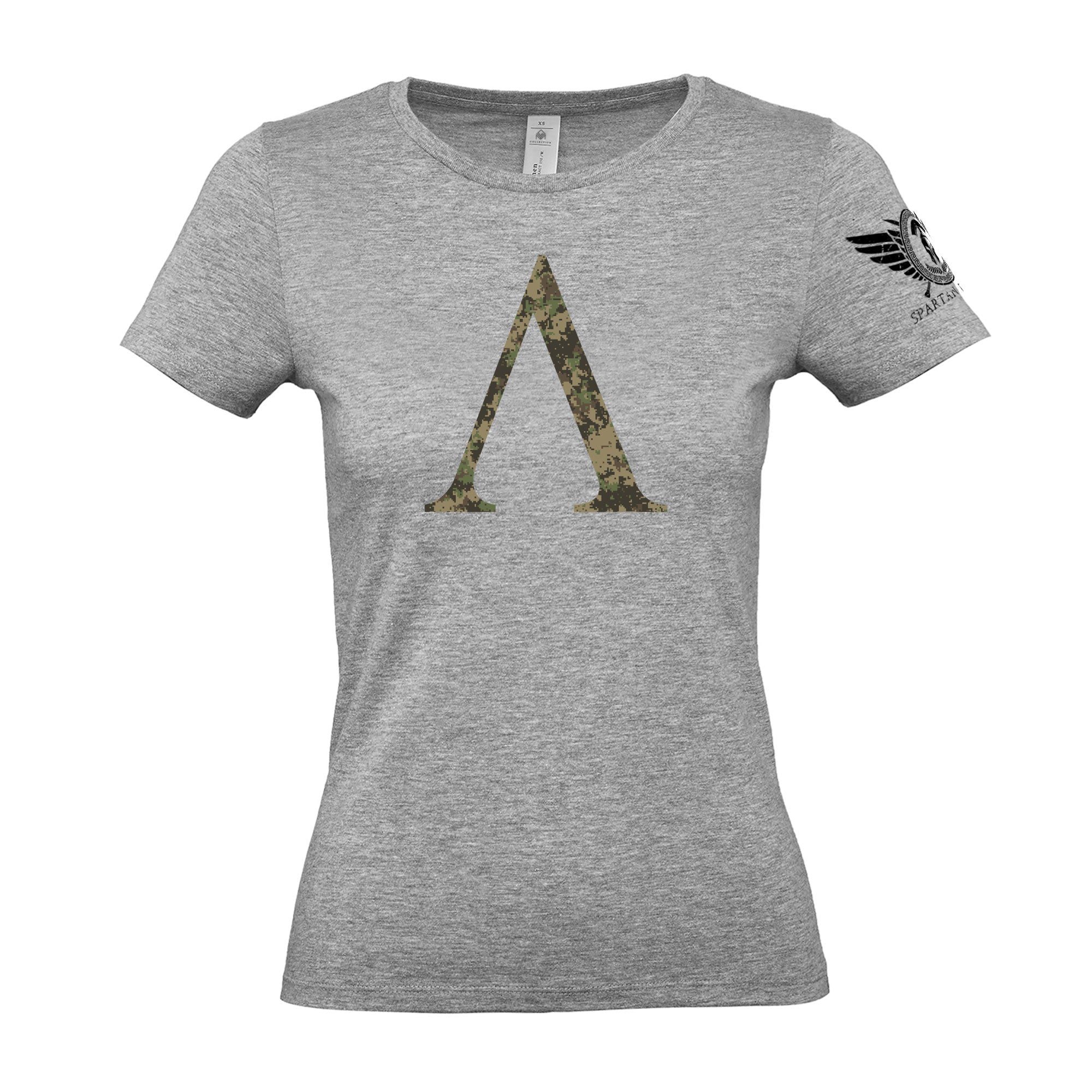 Spartan Forged Symbol Woodland Camo - Women's Gym T-Shirt - Gymfit