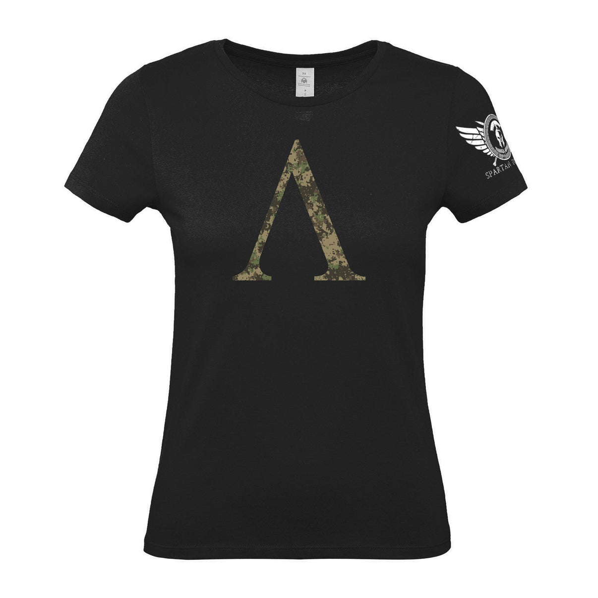 Spartan Forged Symbol Woodland Camo - Women's Gym T-Shirt - Gymfit