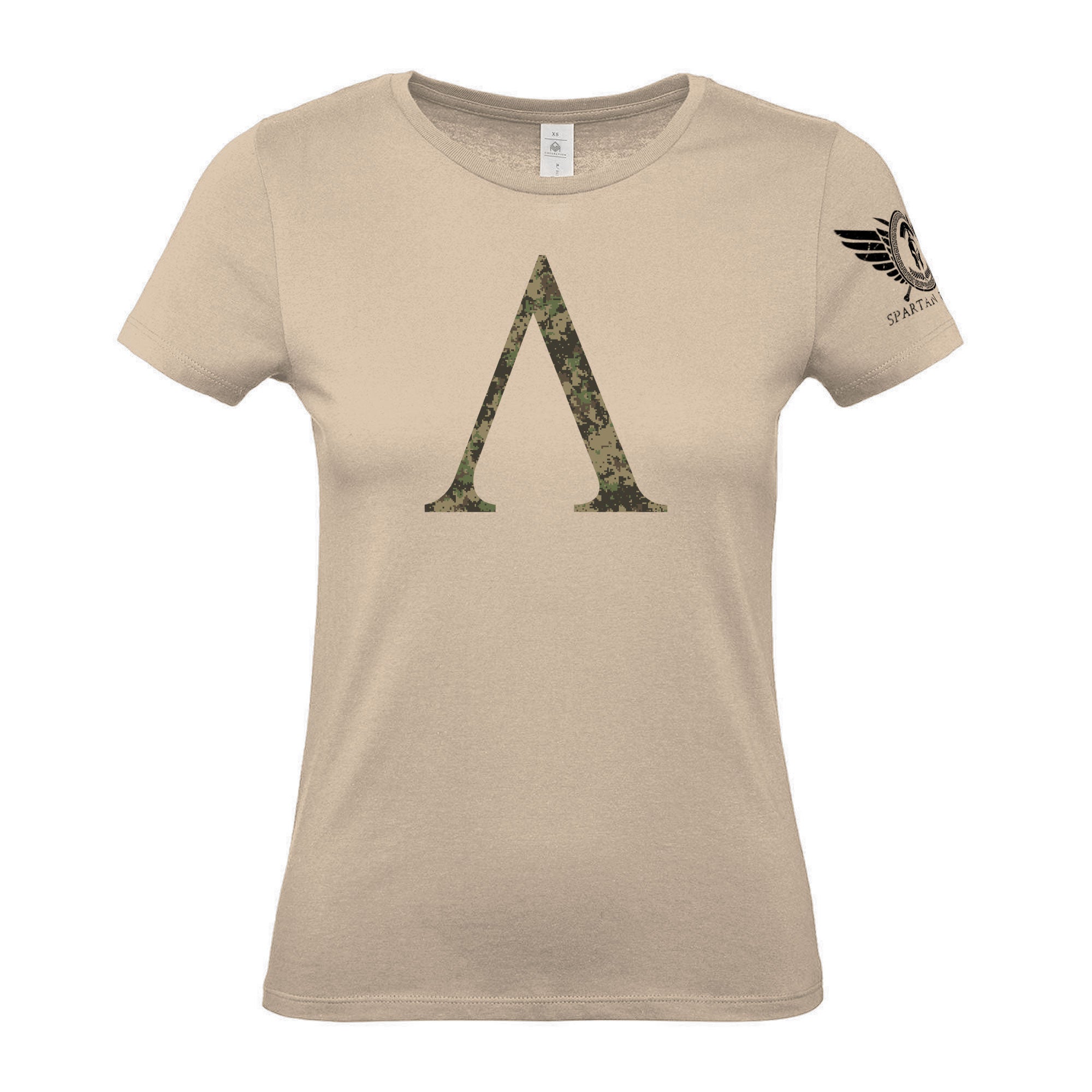 Spartan Forged Symbol Woodland Camo - Women's Gym T-Shirt - Gymfit