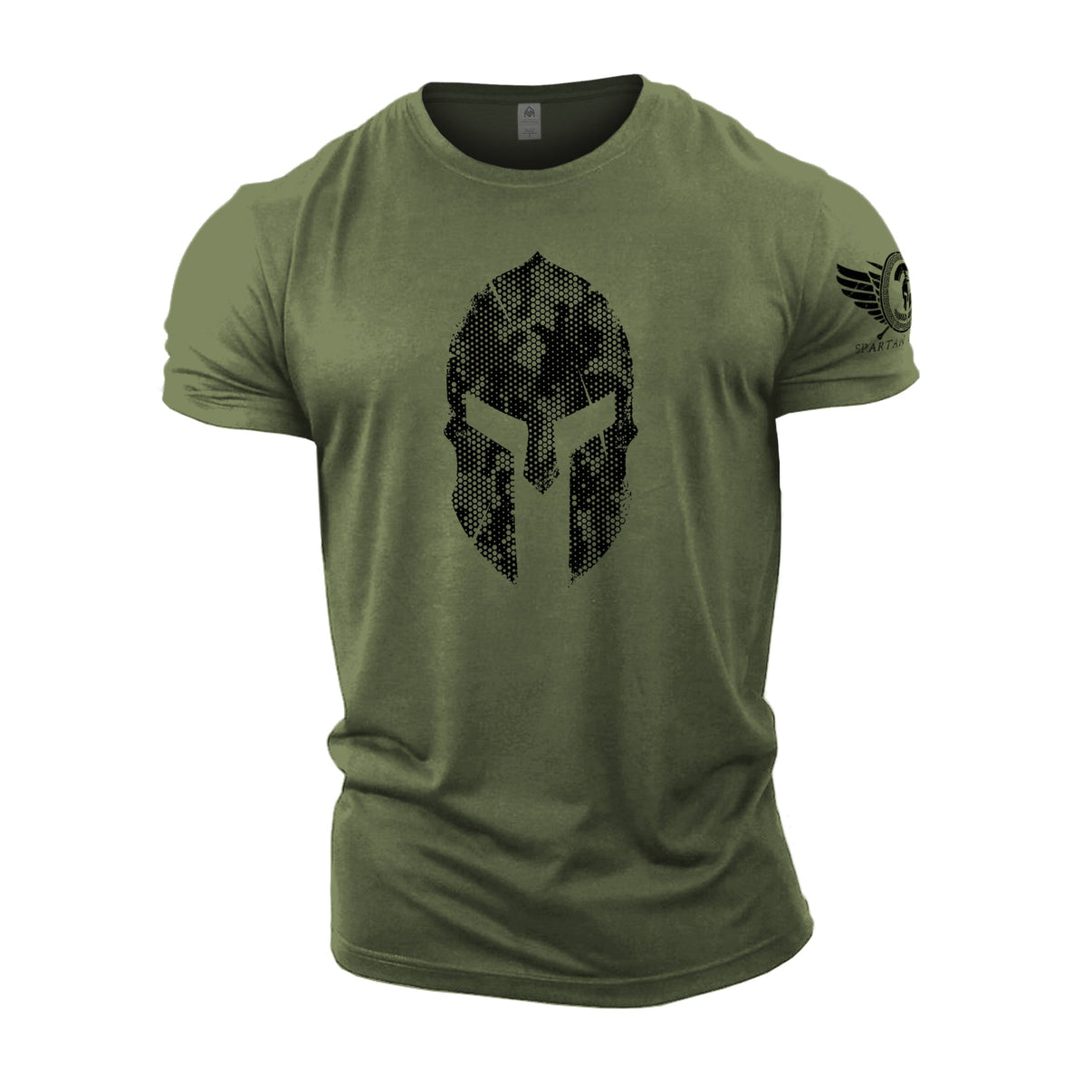 Spartan Helmet Hex Camo - Gym T-Shirt - Gymfit