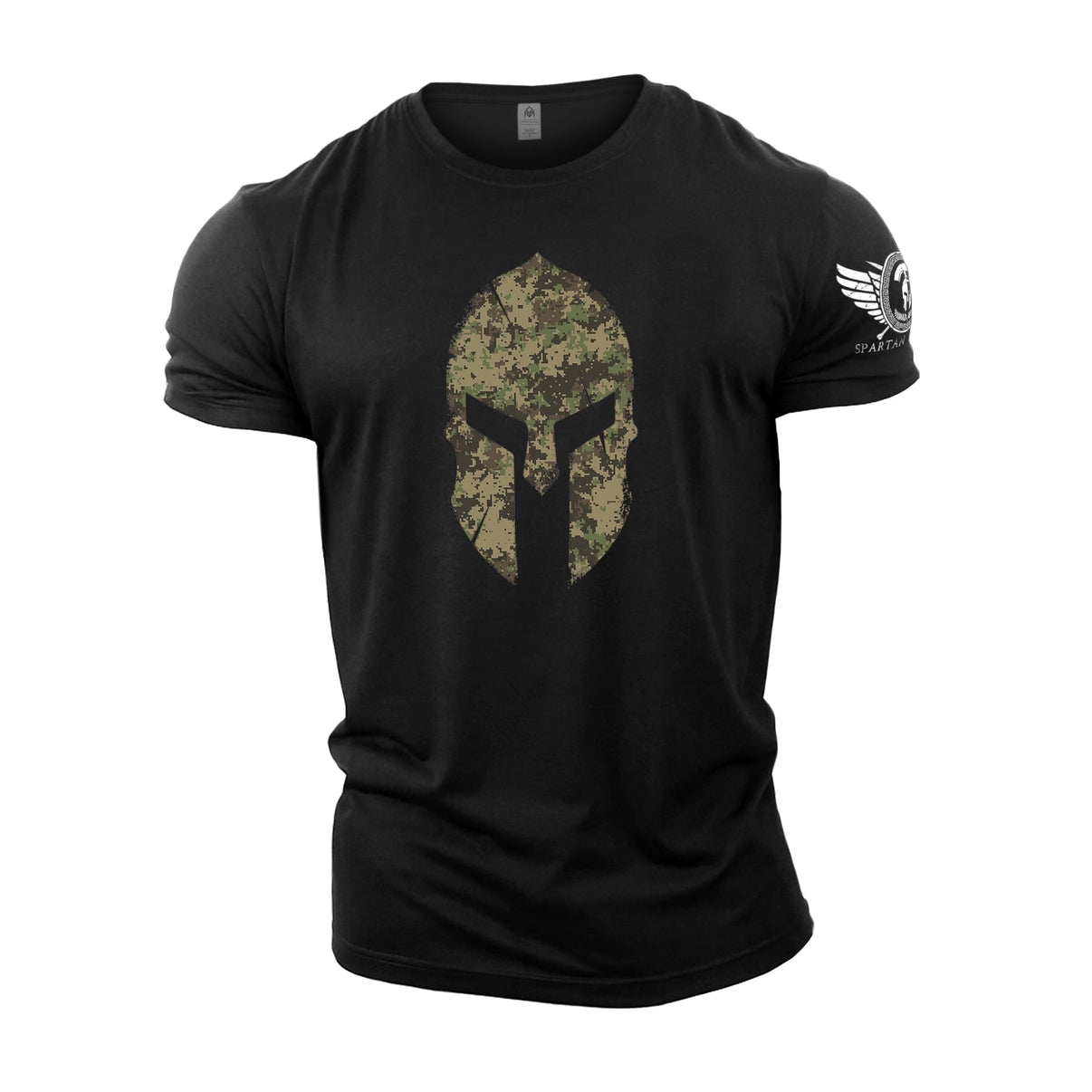 Spartan Helmet Woodland Camo - Gym T-Shirt - Gymfit