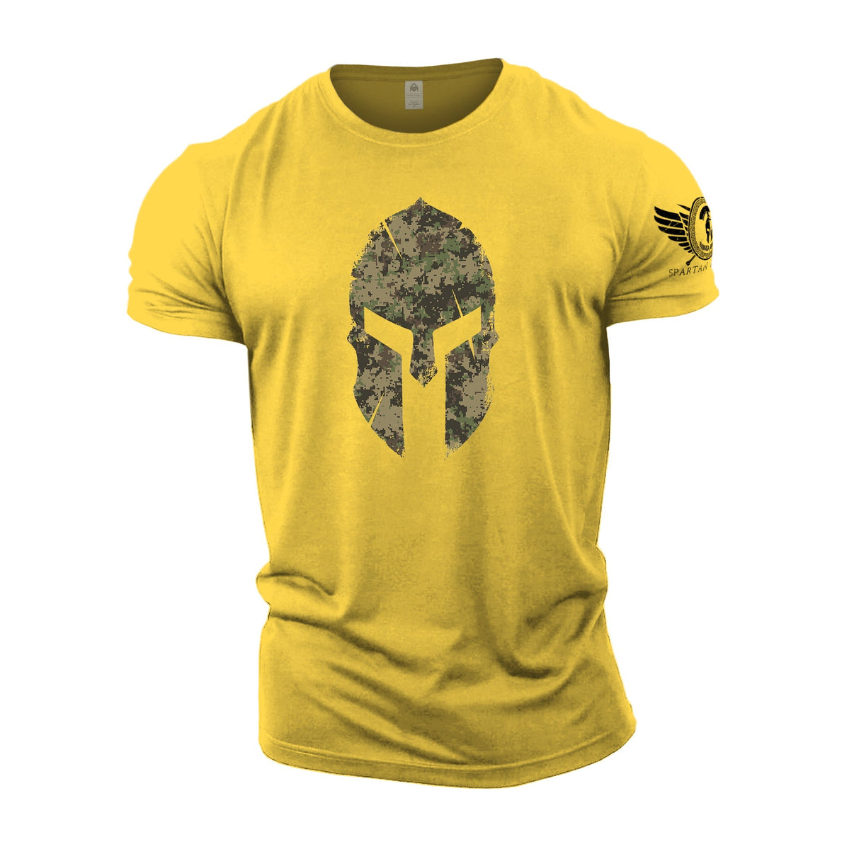 Spartan Helmet Woodland Camo - Gym T-Shirt - Gymfit