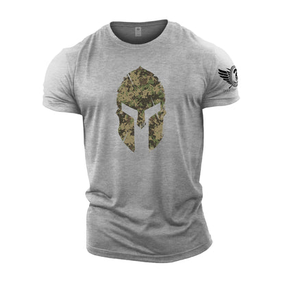 Spartan Helmet Woodland Camo - Gym T-Shirt - Gymfit