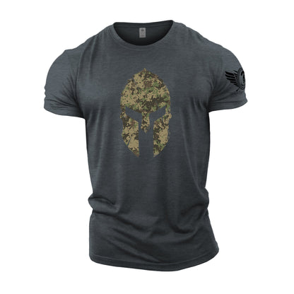 Spartan Helmet Woodland Camo - Gym T-Shirt - Gymfit