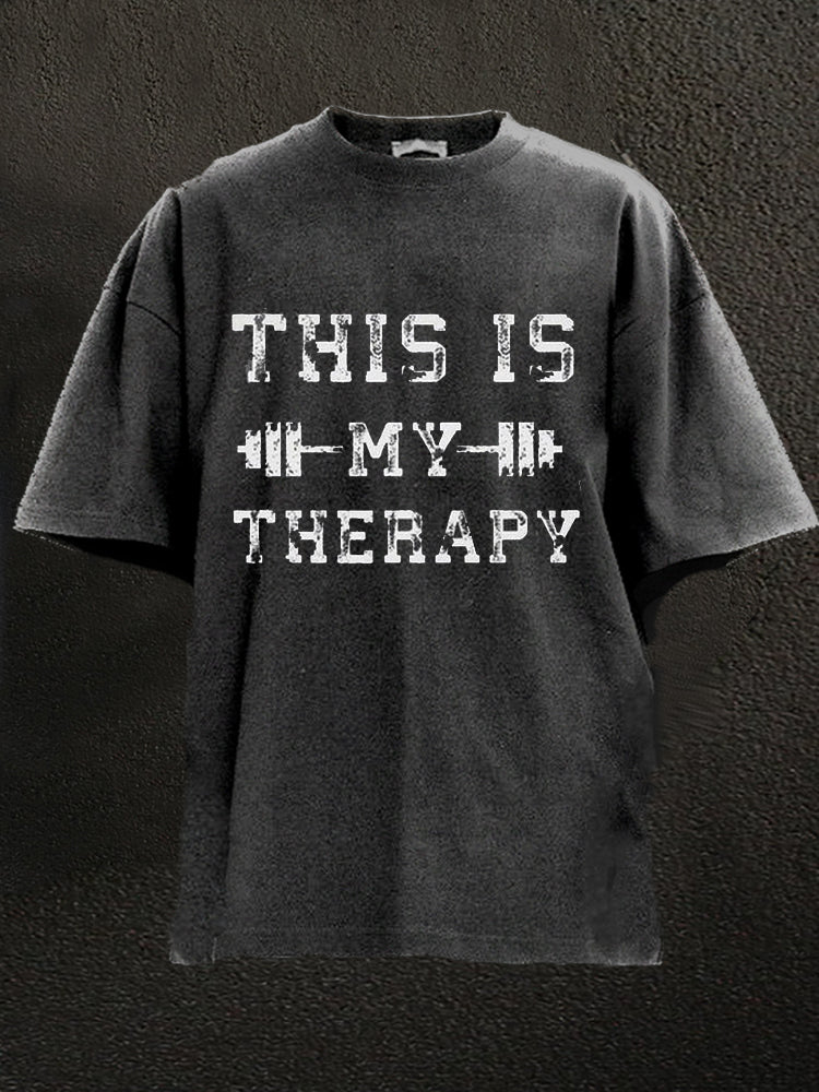 This Is My Therapy Washed Gym T-Shirt - Gymfit