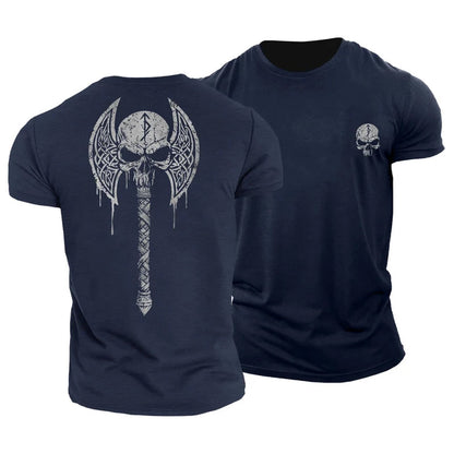 Viking-Schädel-Axt-T-Shirt – Gymfit