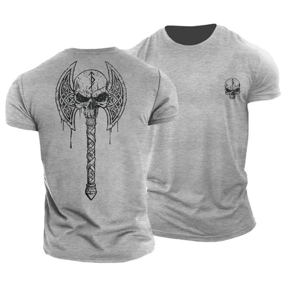 Wikinger-Schädel-Axt-T-Shirt - Gymfit