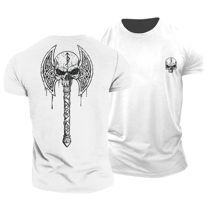 Wikinger-Schädel-Axt-T-Shirt – Gymfit