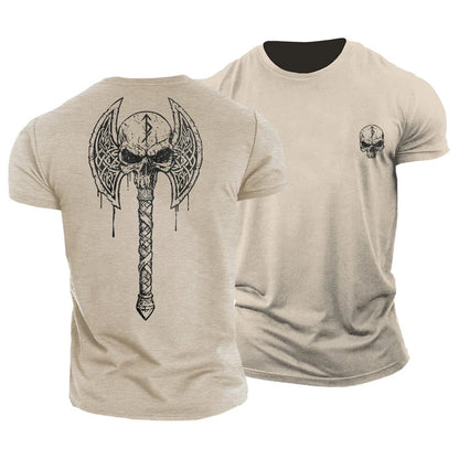 Wikinger-Schädel-Axt-T-Shirt - Gymfit
