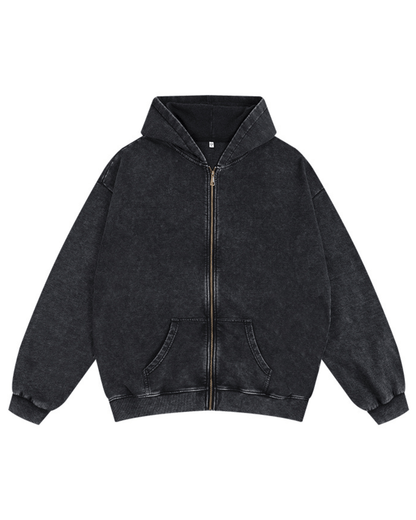 Washed Zipper Hoodie - Gymfit