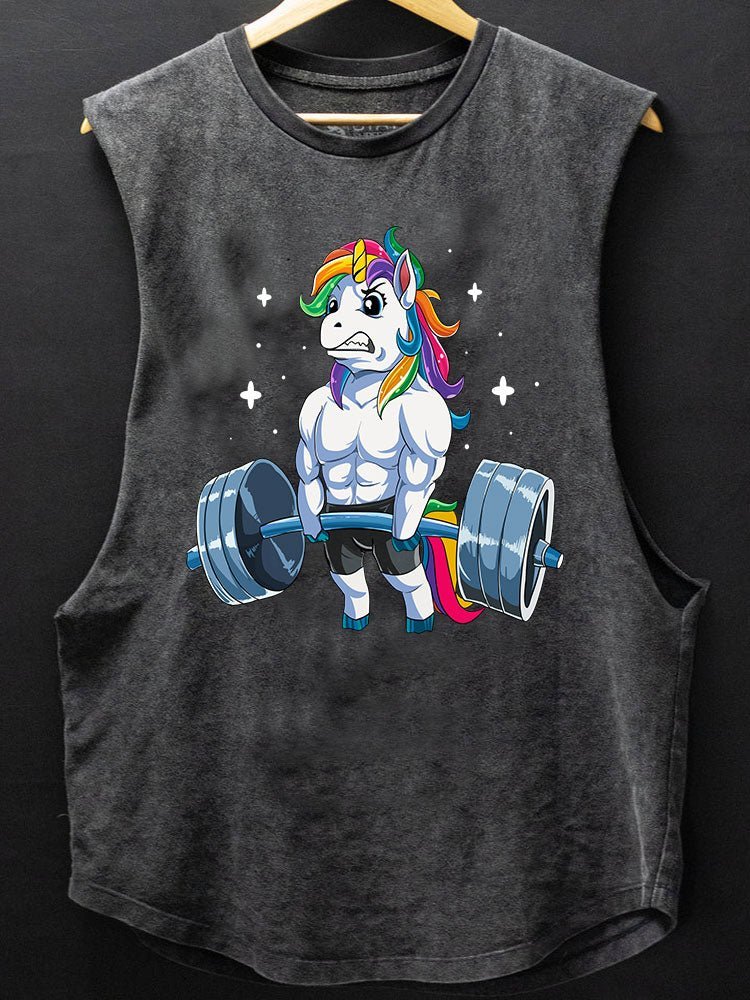 Weightlifting Unicorn Scoop Bottom Cotton Tank - Gymfit