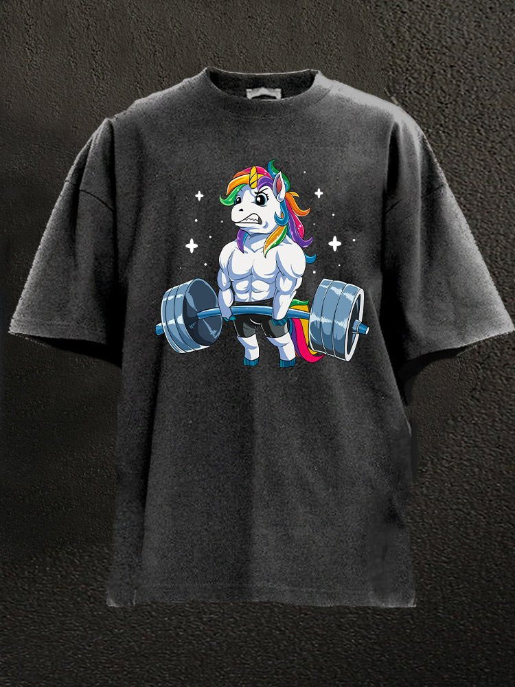 Weightlifting Unicorn Washed Gym T-Shirt - Gymfit