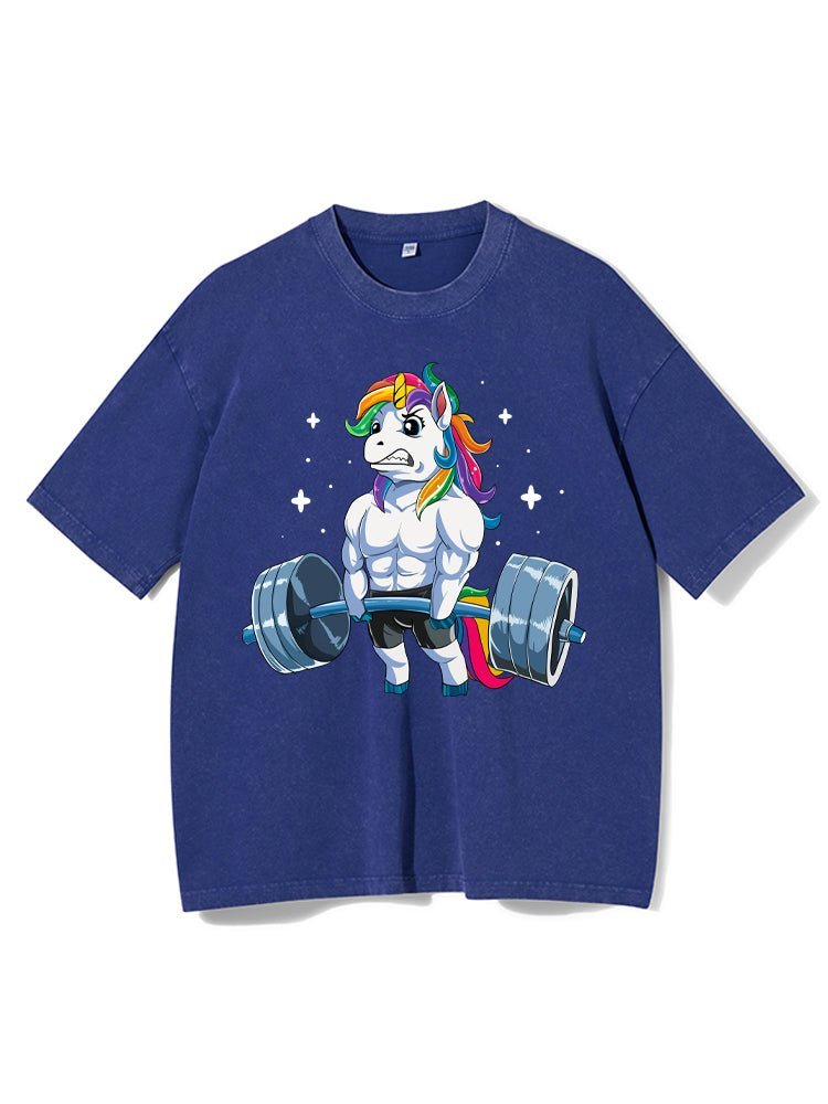 Weightlifting Unicorn Washed Gym T-Shirt - Gymfit