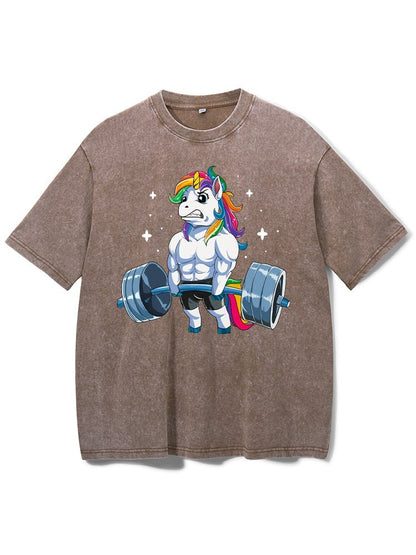 Weightlifting Unicorn Washed Gym T-Shirt - Gymfit