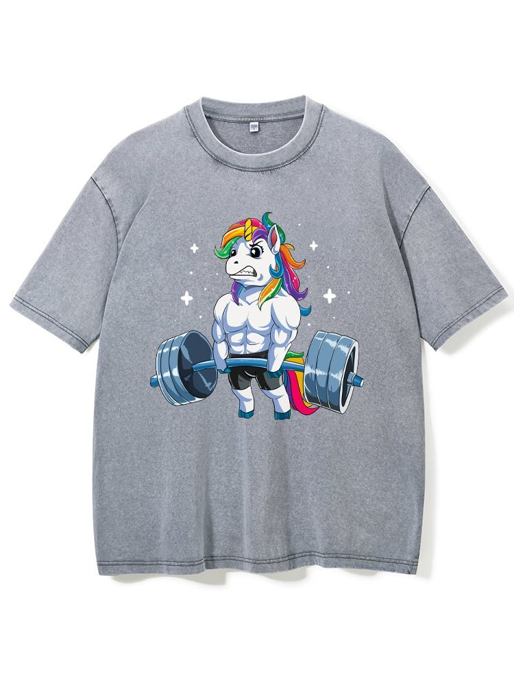 Weightlifting Unicorn Washed Gym T-Shirt - Gymfit